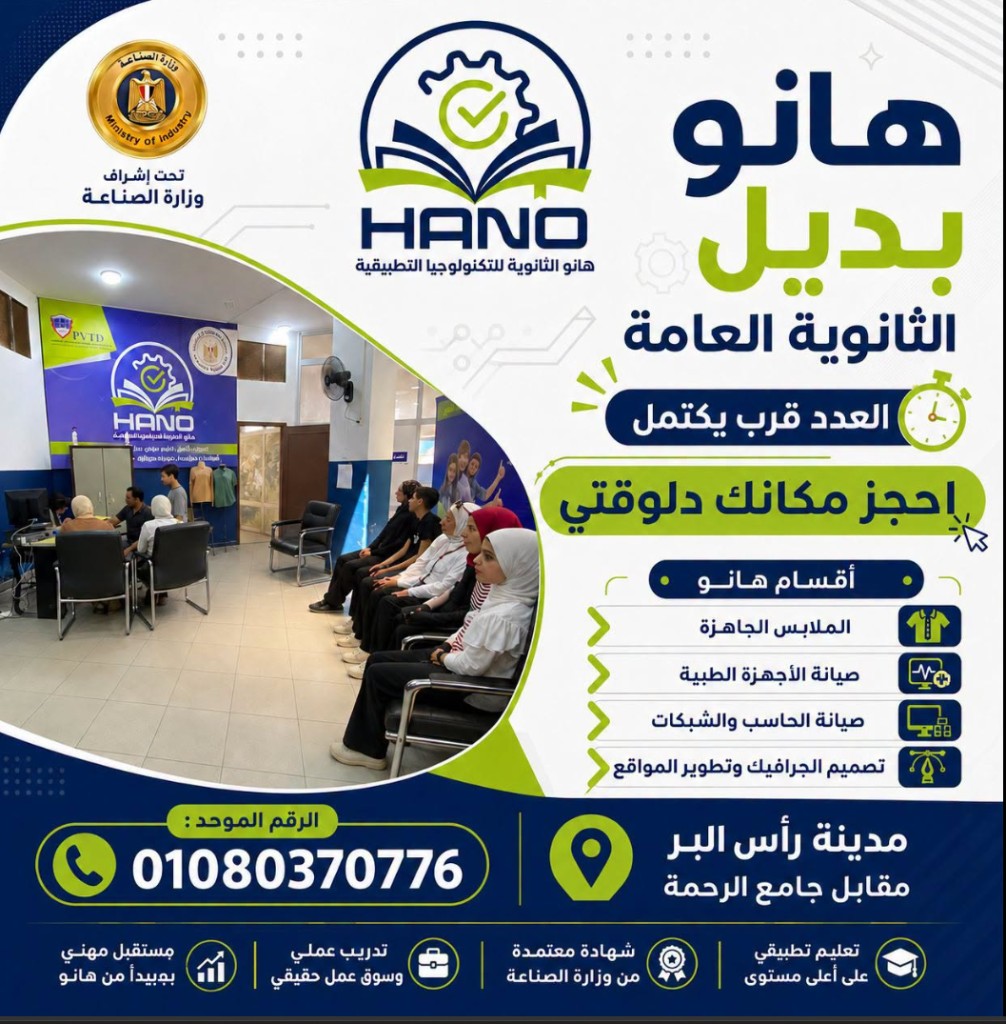 هانو بديل الثانوية العامة — أقسام المدرسة في رأس البر